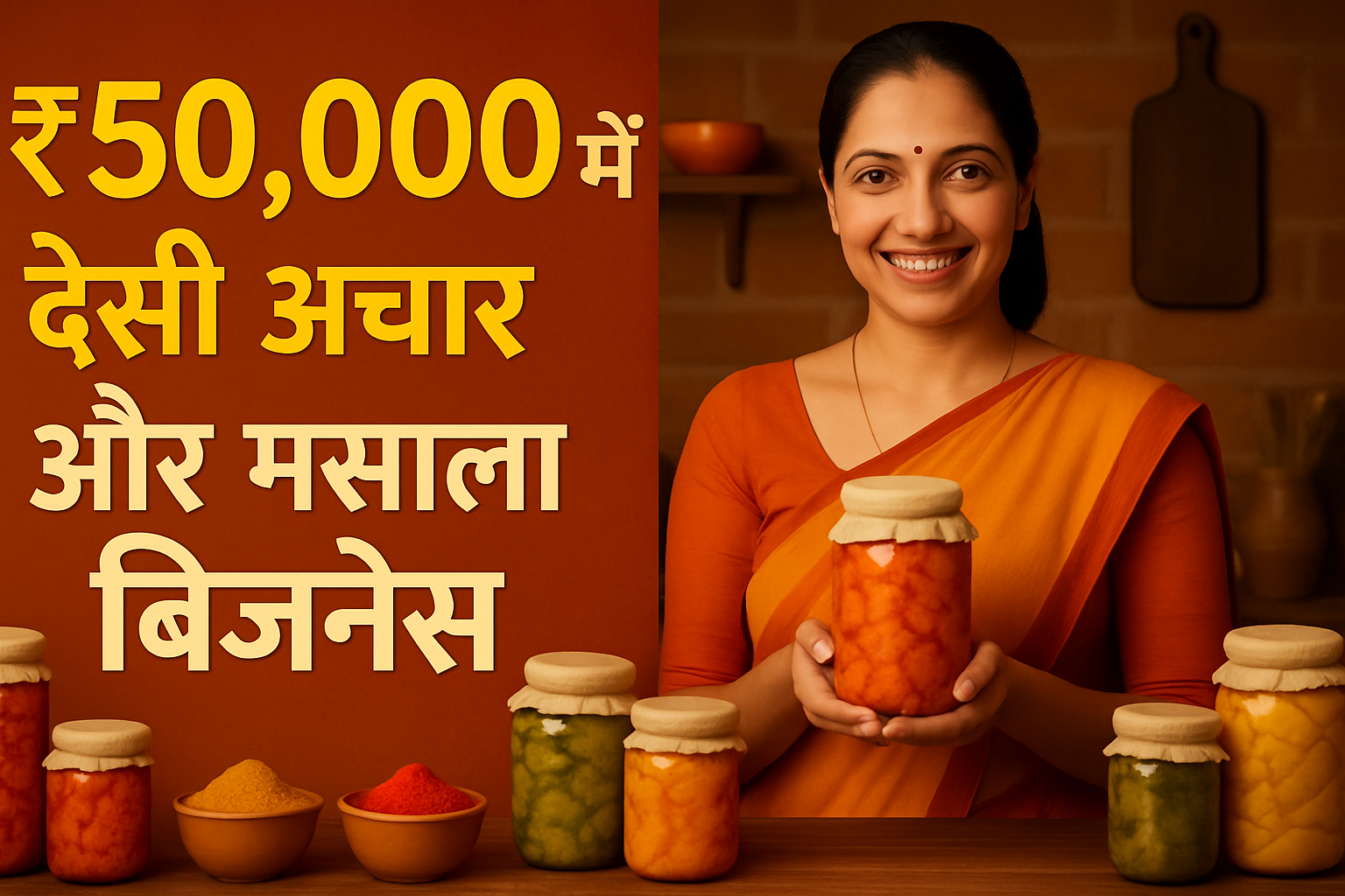 ₹50,000 में शुरू करें देसी अचार और मसाला बिजनेस: घर बैठे कमाए बड़ा मुनाफा!